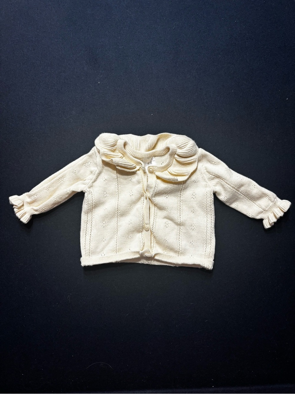 H&M Cream Ruffle Collar Knit Cardigan - Newvorb